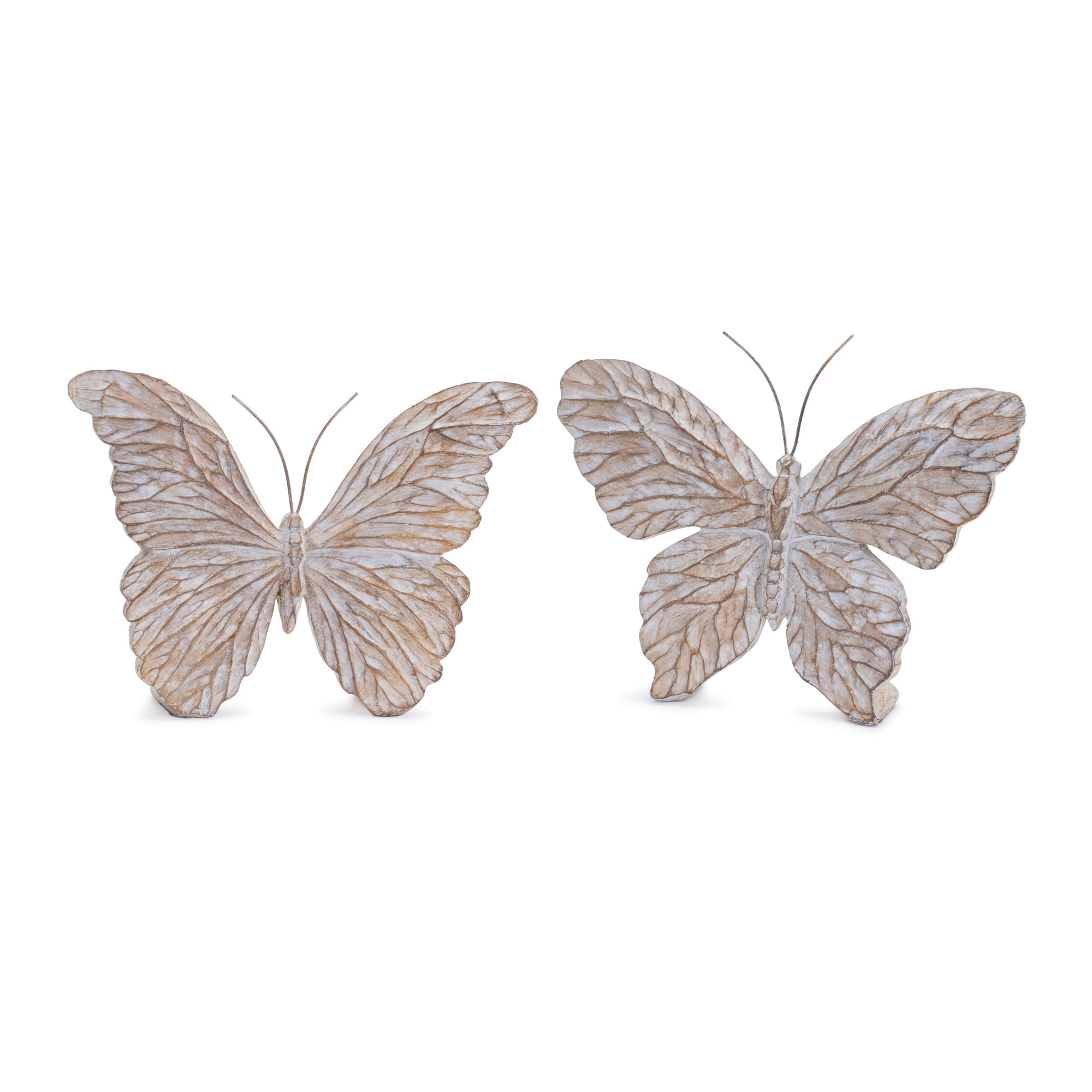 7.5" Carved Butterfly Shelf Sitter Set